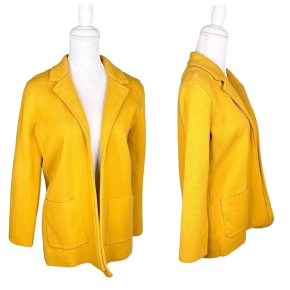 Magaschoni gold yellow wool-blend fall open blazer pockets lapel jacket small - Picture 5 of 16